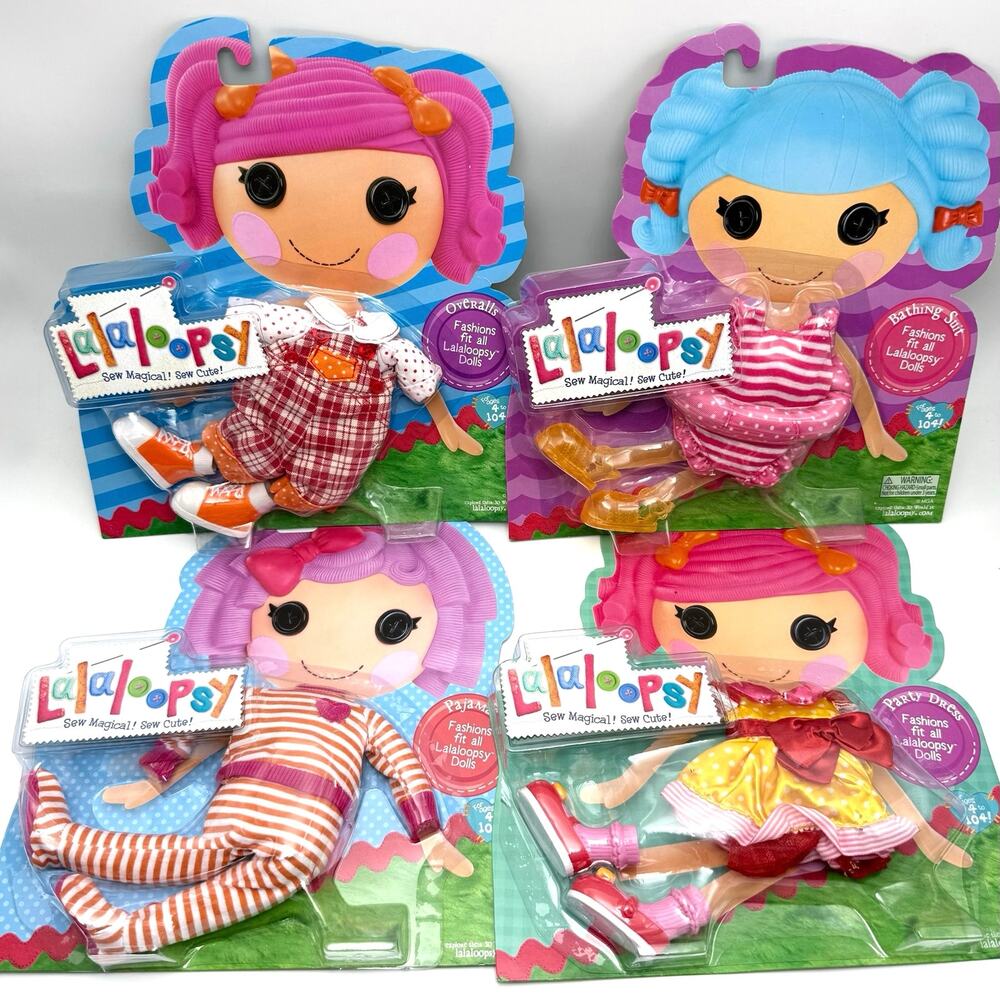 Lalaloopsy Clothes Lot 4 Outfits Party Dress Pajamas Overalls Bathing Swim Suit